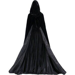 Halloween Velvet Cloak Cape with Hood Medieval Costumes Hooded Cloaks